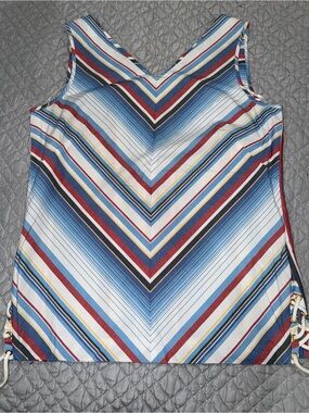 Brooks Brothers Chevron Stripe V-Neck Tank in Blue, Red & Cream